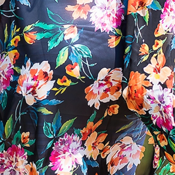 ⬇️$32 Black Floral Open Front Kimono Cardigan - Picture 3 of 3